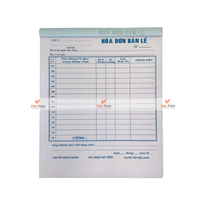 In Hóa Đơn Bán Hàng Tại Vietprint – Chuyên Nghiệp